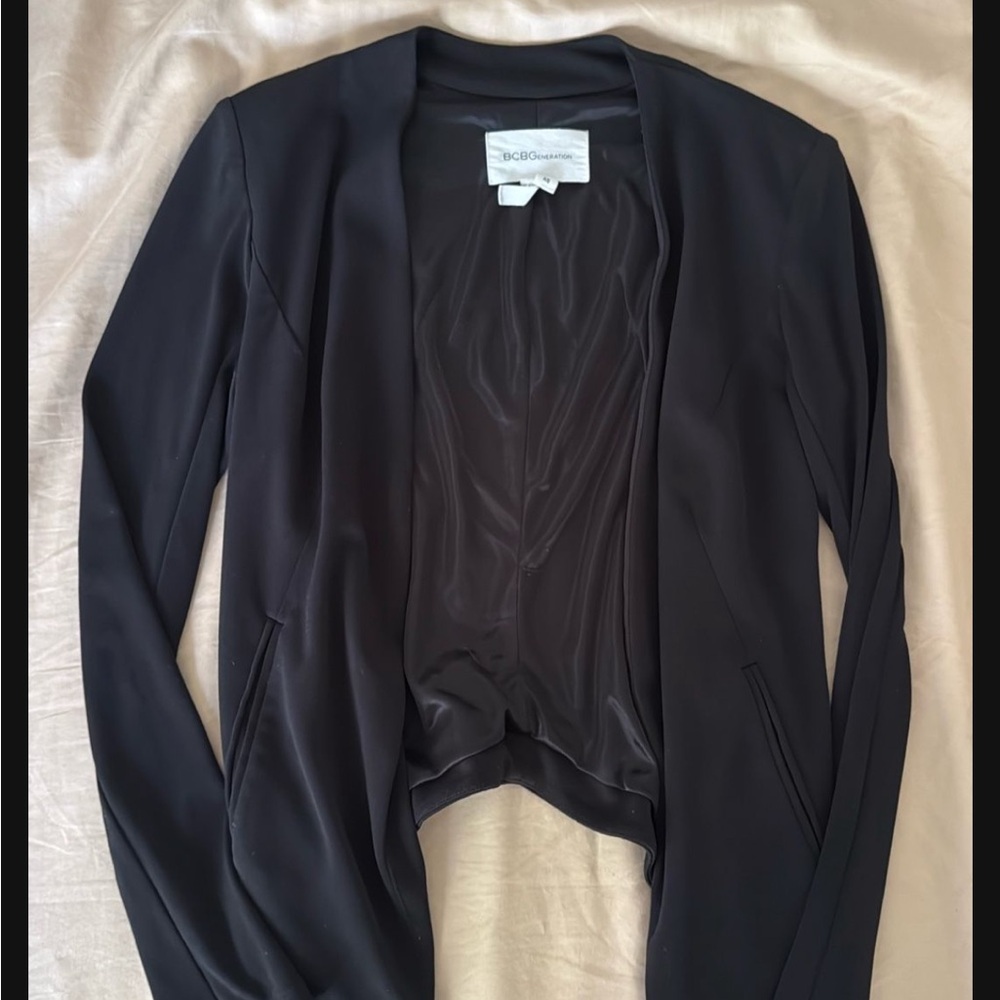 BCBGeneration Black Open Front Blazer with Waterfall Design